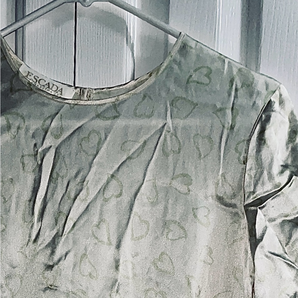 Escada silk green hearts blouse, 6